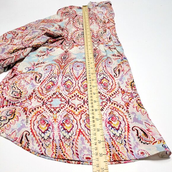 Rose & Olive Womens V-Neck Peasant Sleeve Top Size 2X Multicolor Paisley Boho - Picture 7 of 10